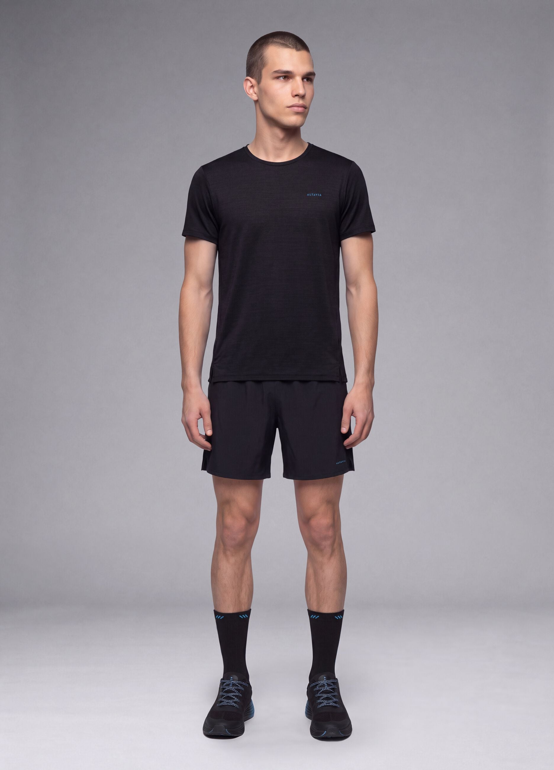 Black breathable crew-neck slim-fit T-shirt ALTAVIA RUNNING