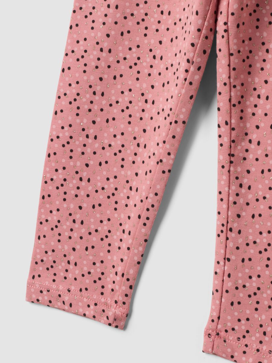 Pink organic stretch cotton slim-fit leggings for baby girl_3