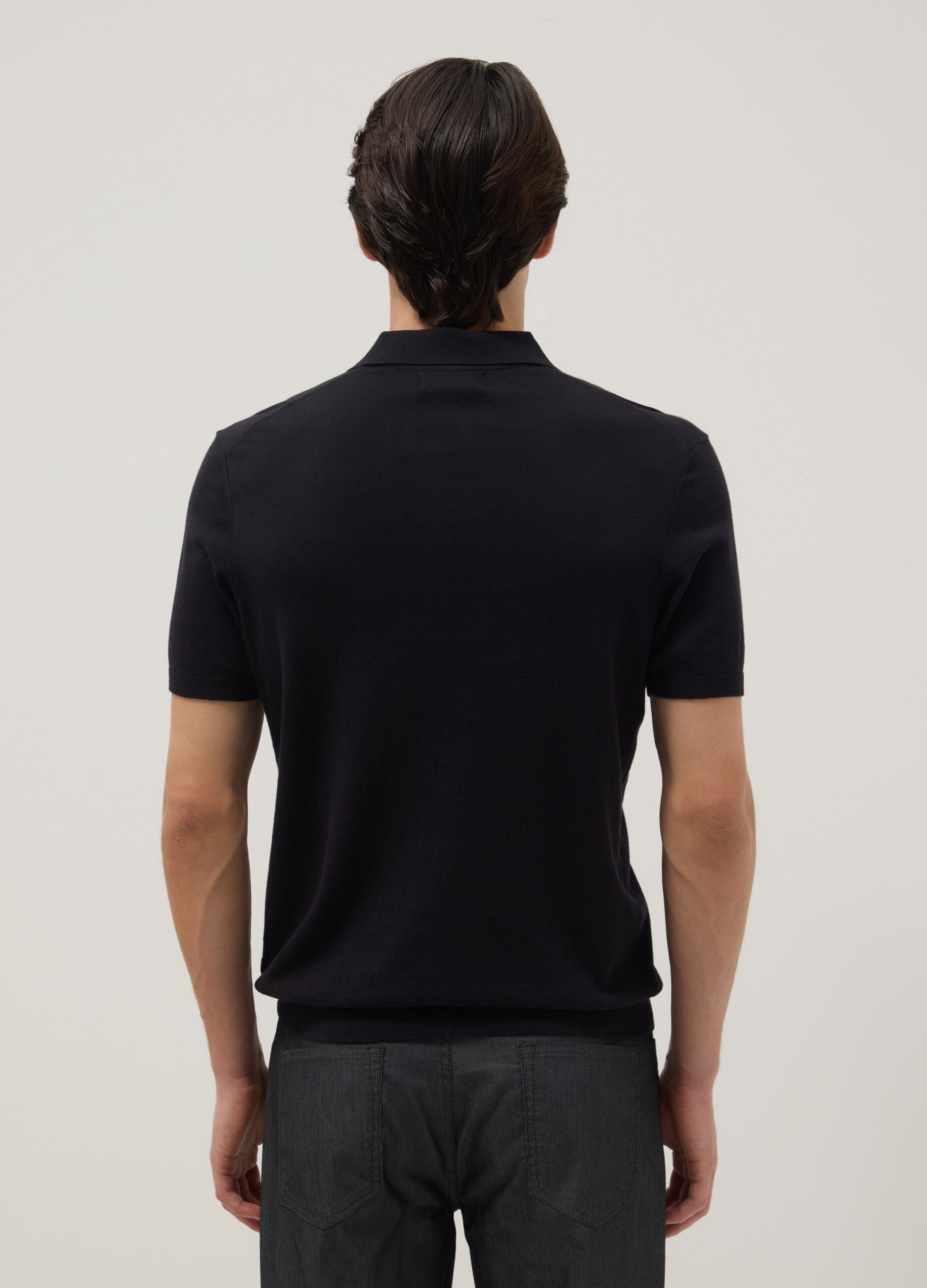Black pure cotton polo shirt regular fit