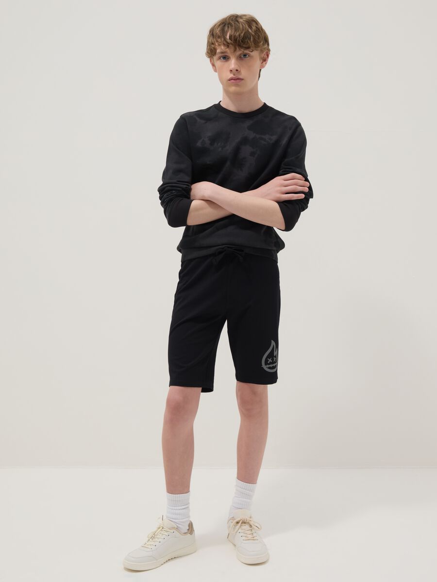 Shorts in puro cotone nero da ragazzo regular fit_0