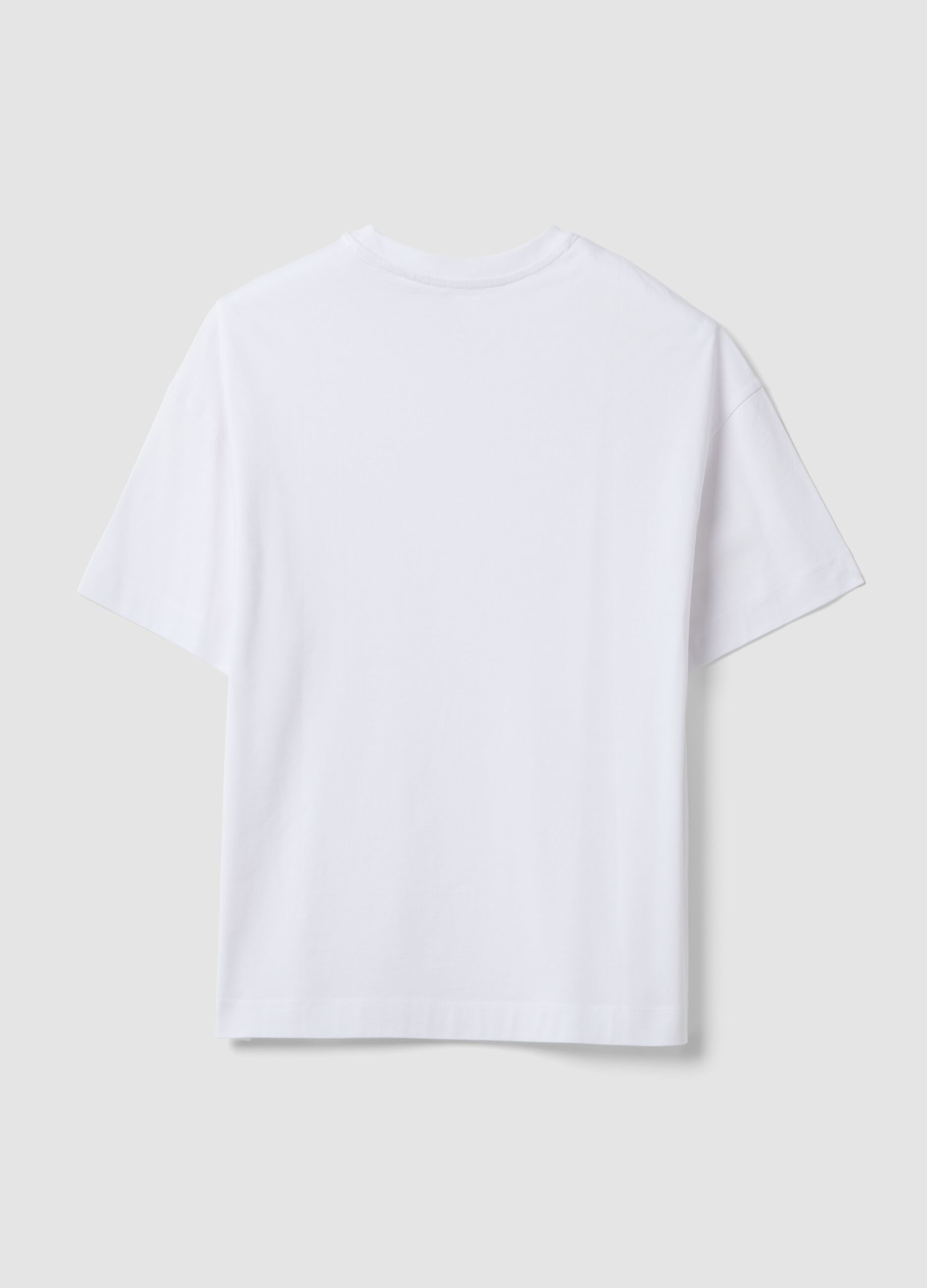 T-shirt over fit bianca in puro cotone a maniche corte