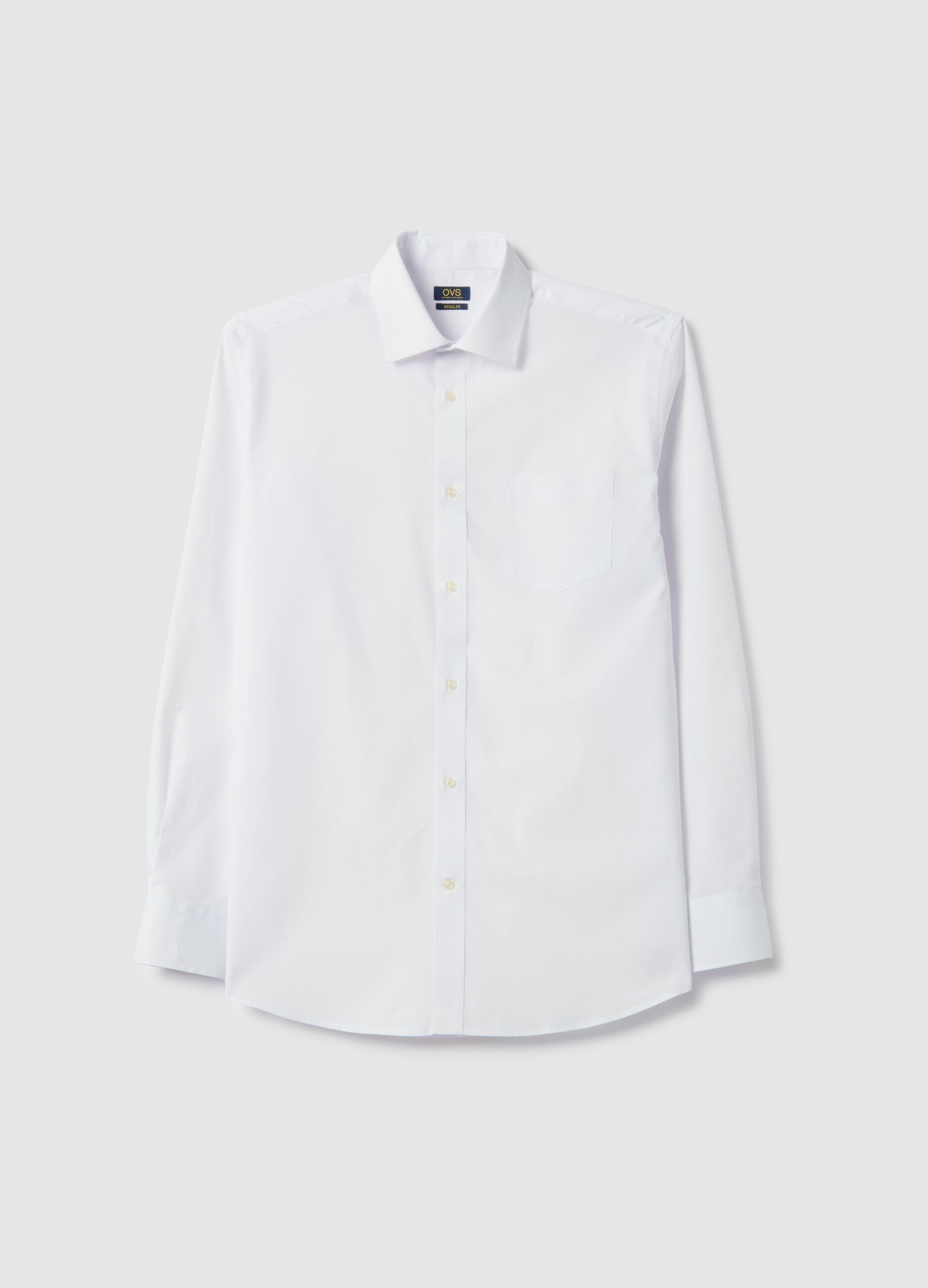 White cotton blend shirt regular fit easy iron