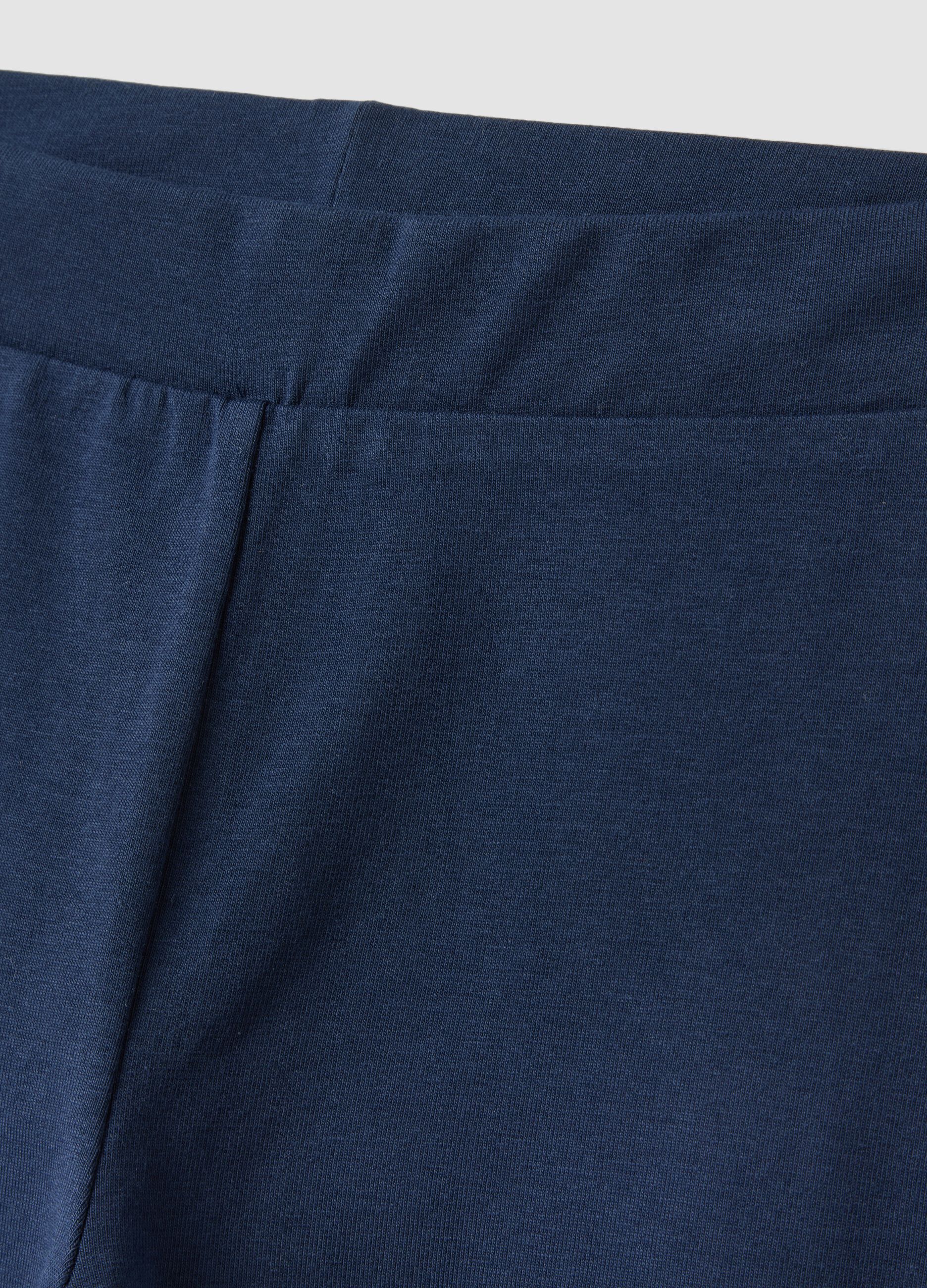 Blue flared leggings in stretch organic cotton jersey