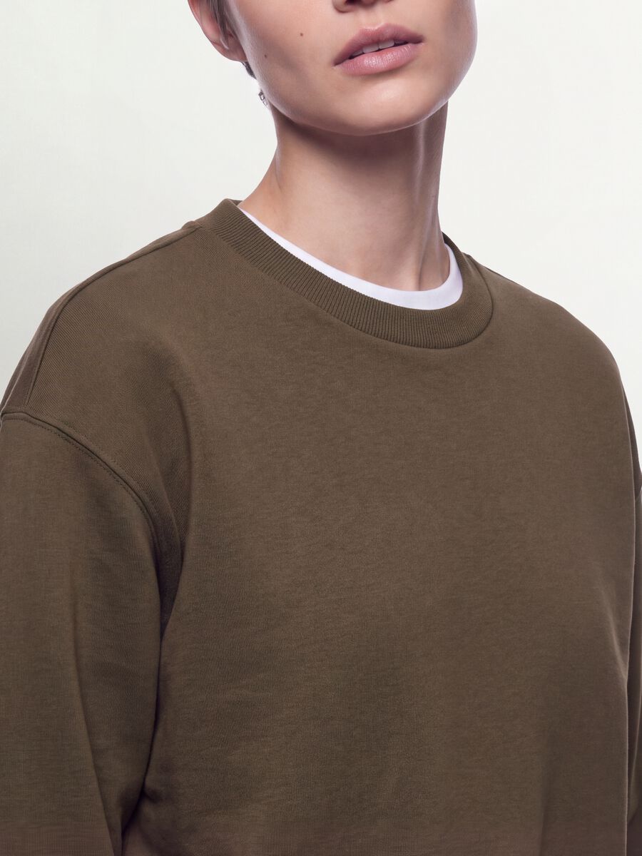 Felpa verde in misto cotone a girocollo regular fit_1