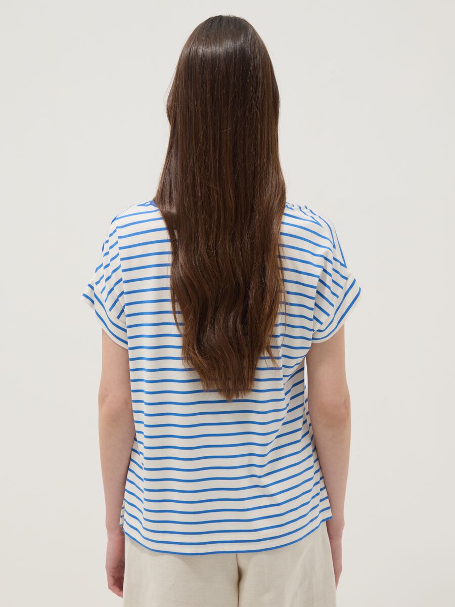 Blue striped stretch viscose T-shirt_3