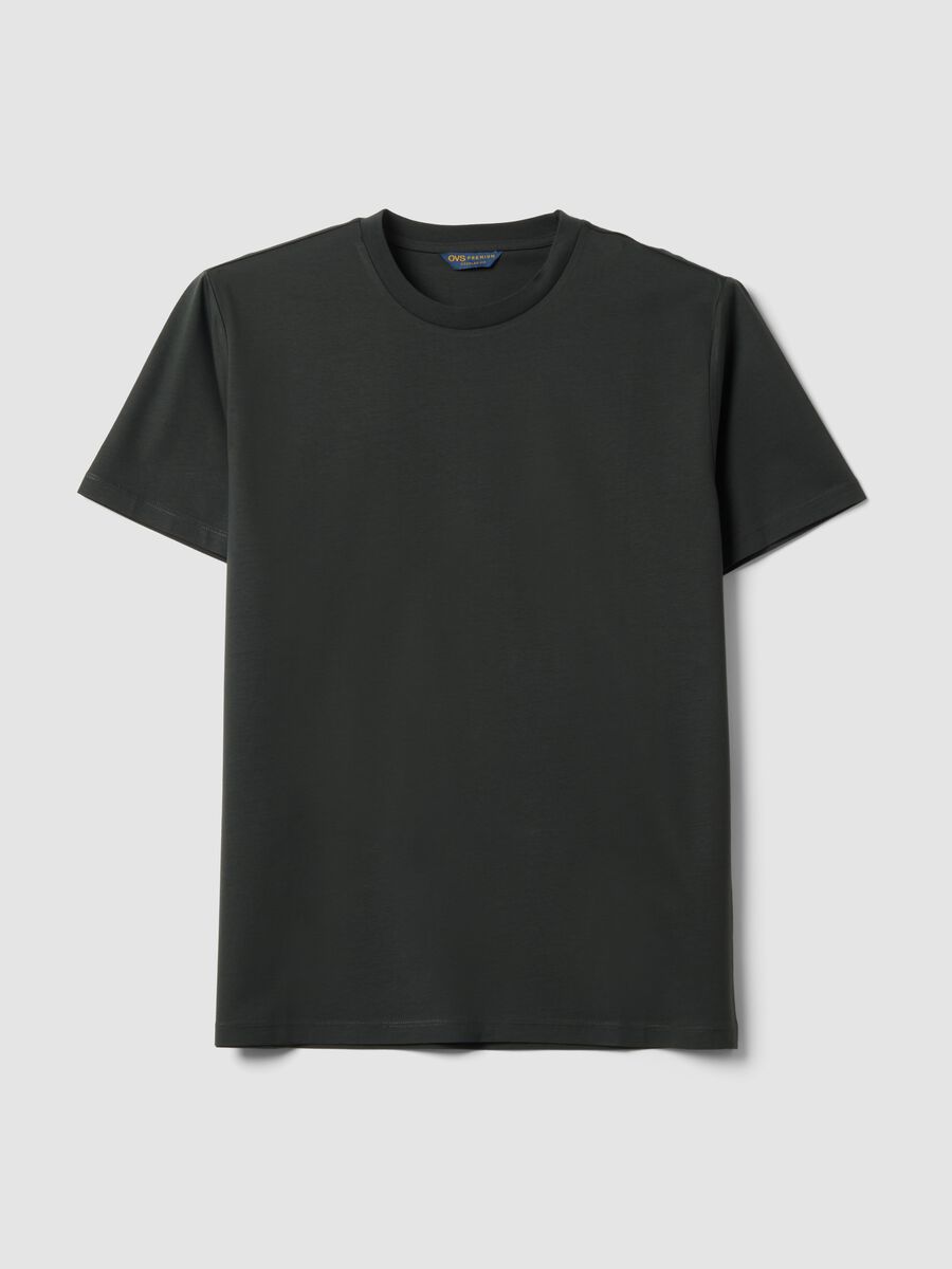 Grey mercerised pure cotton crew-neck T-shirt, regular fit_3