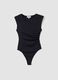 Black stretch jersey bodysuit with ruching, regular fit_0