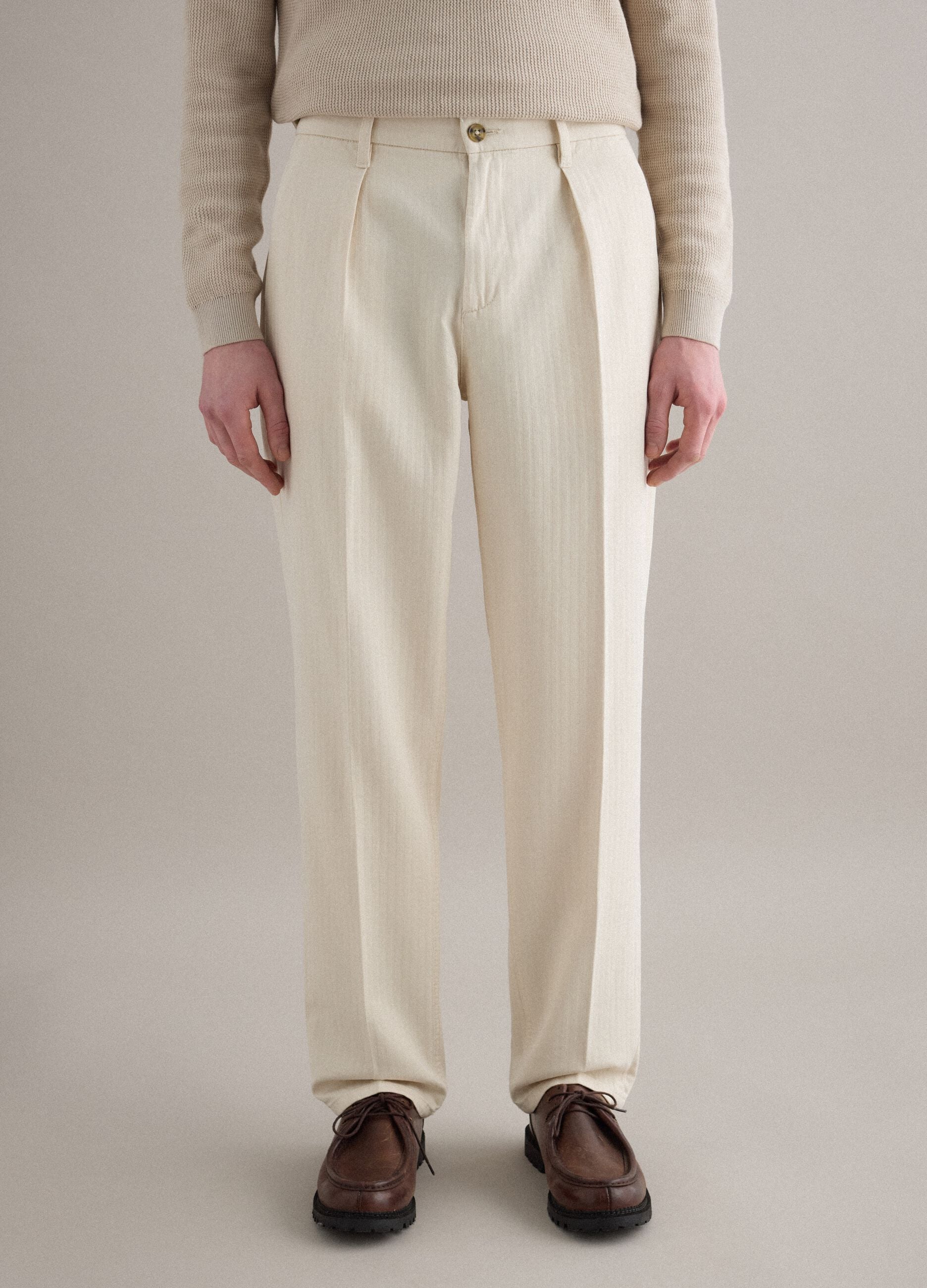 Beige Regular Fit Cotton Chinos