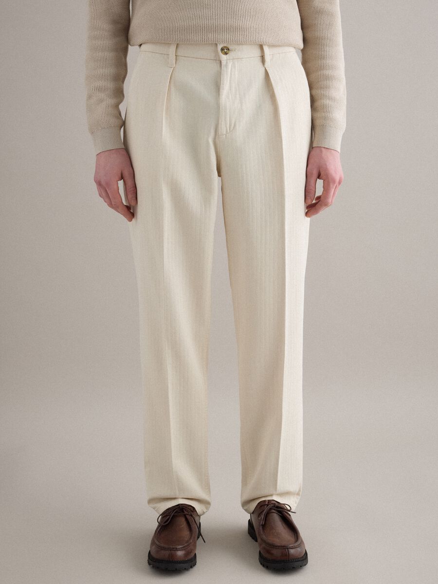 Beige Regular Fit Cotton Chinos_2