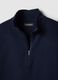 Blue regular fit cotton blend sweatshirt with half zip_5