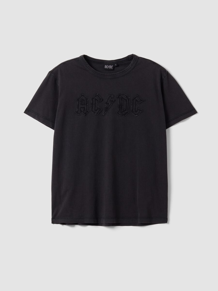 Grey pure cotton regular-fit T-shirt with AC/DC print_4