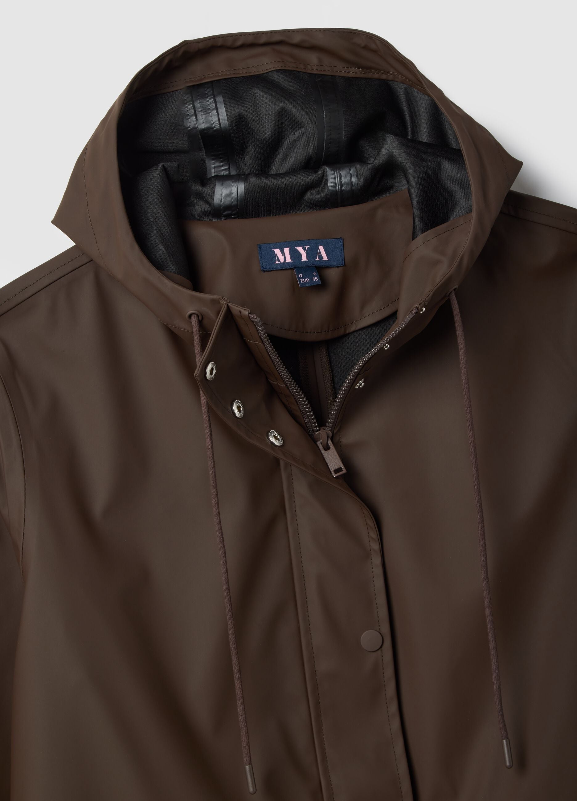 Brown rain jacket regular fit with hood