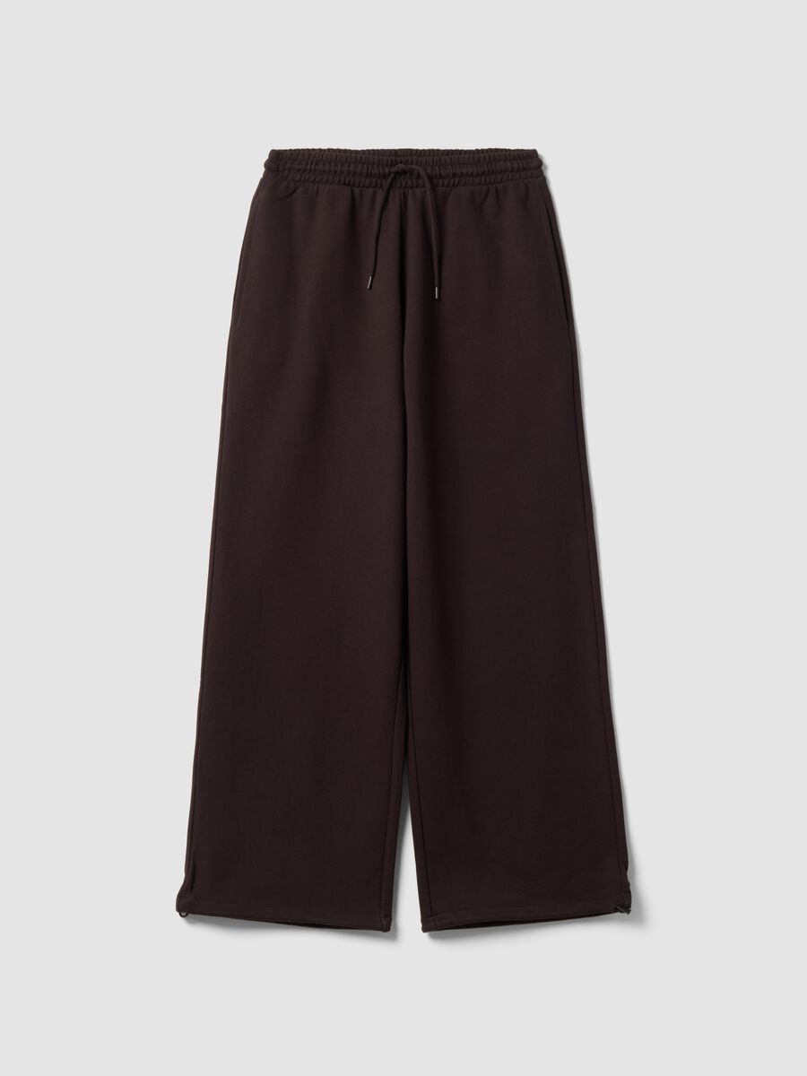Jogger marroni in puro cotone con vita elastica over fit_4