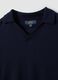 Blue viscose-blend polo with V-neck and regular collar, regular fit_1