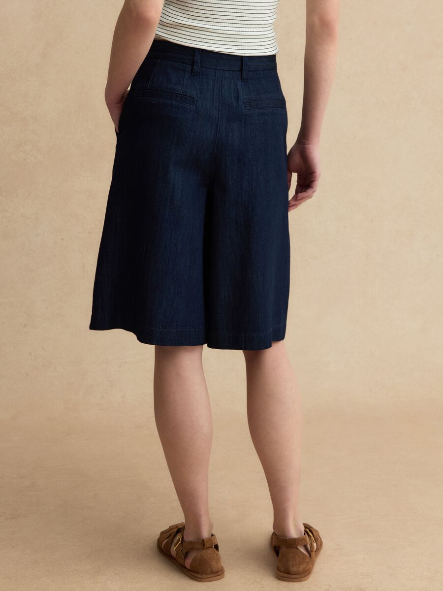Wide leg pure cotton blue shorts_2