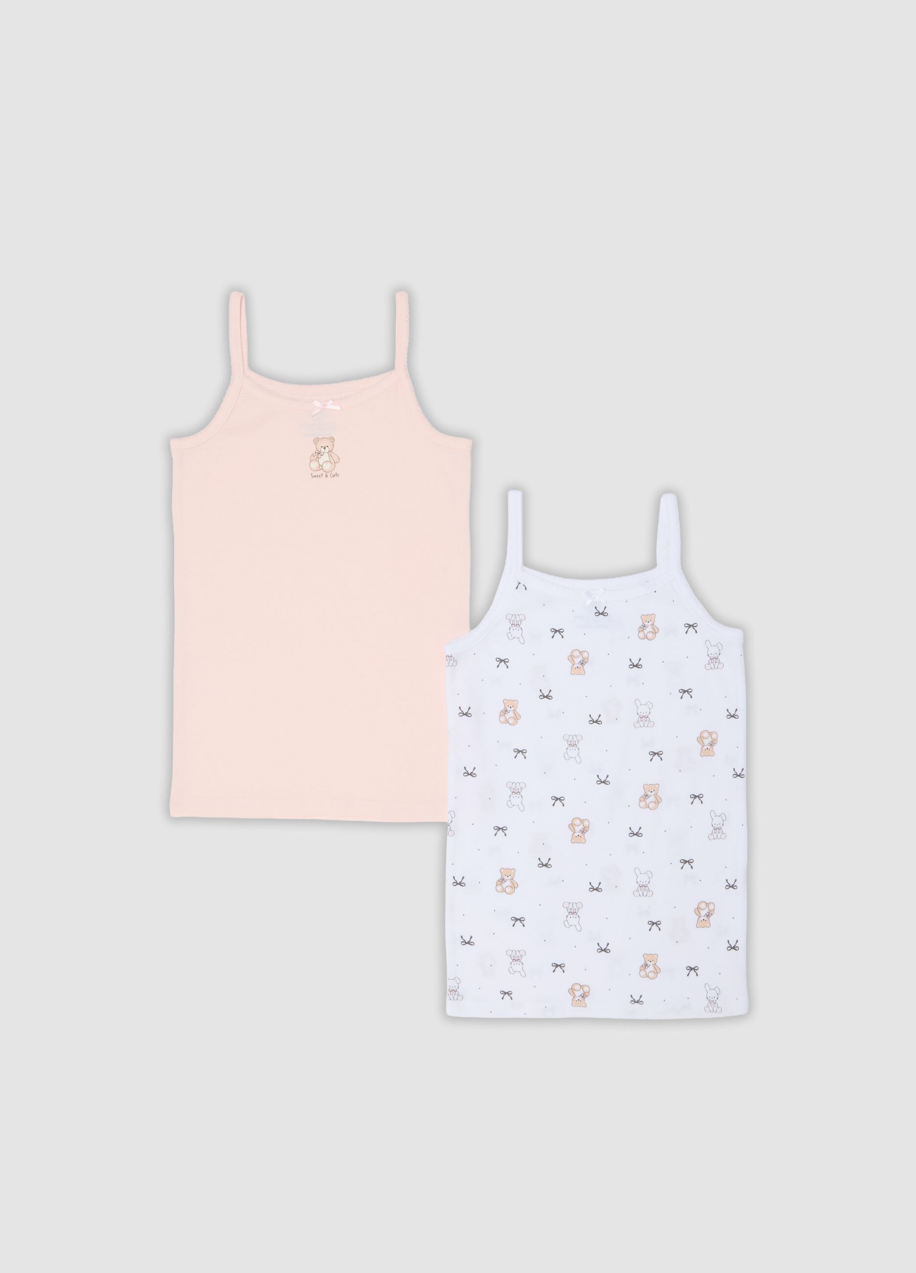 2-pack of pink and white organic cotton vests, regular fit