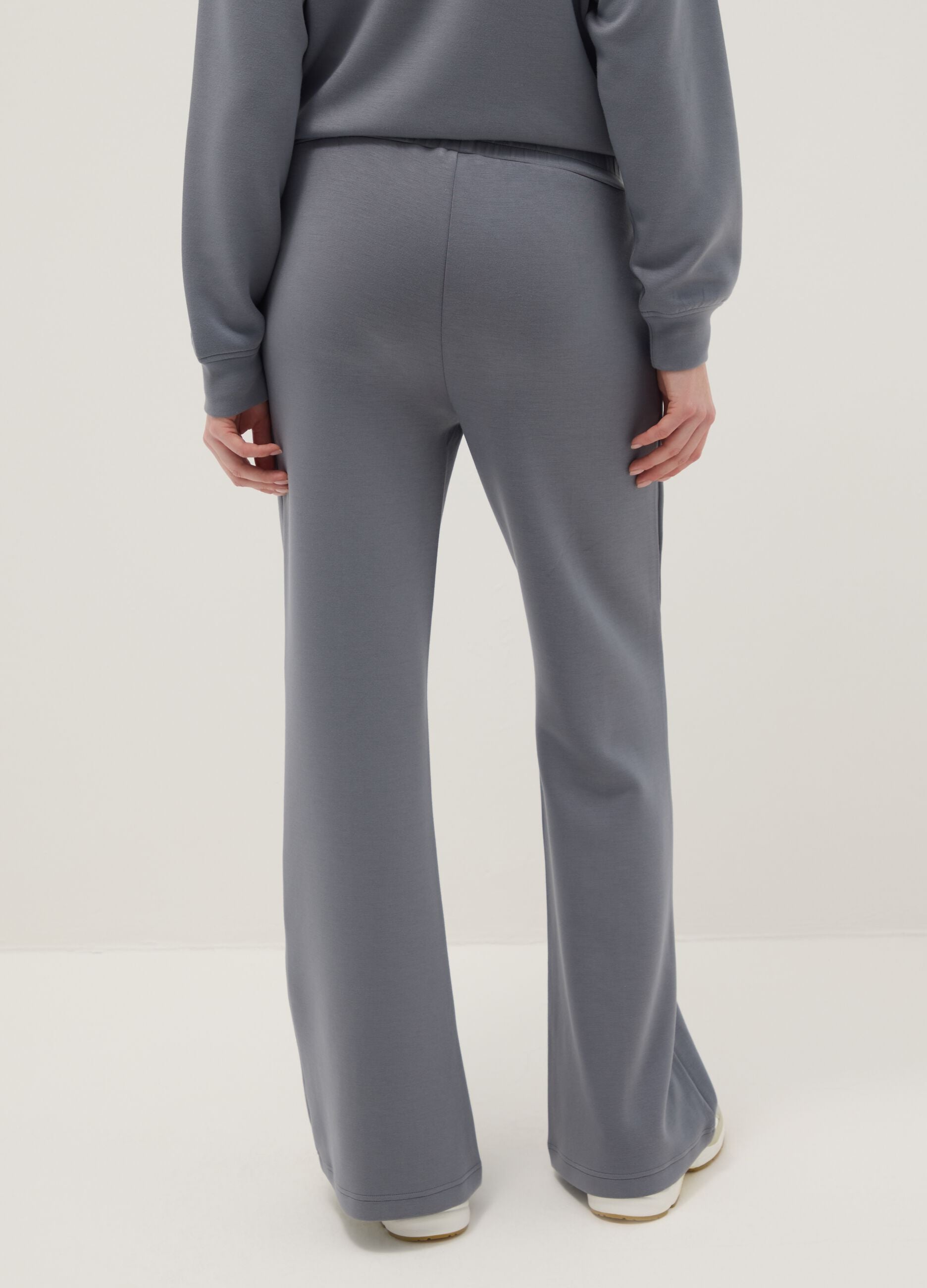 Grey wide leg trousers in stretch modal blend