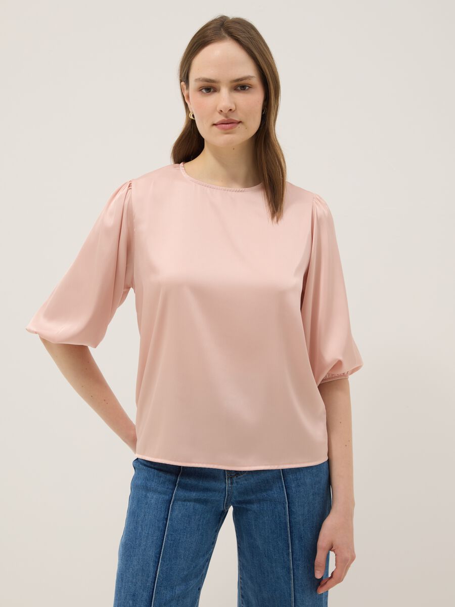 Pink long-sleeve regular fit top with teardrop closure_0