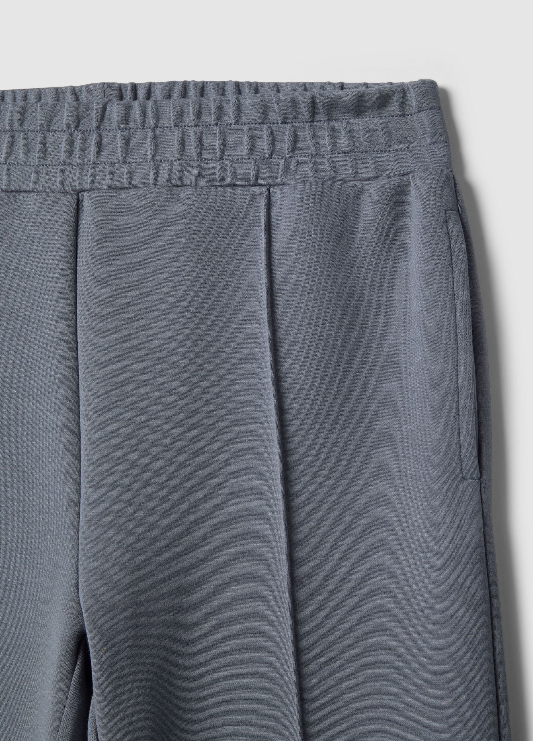 Grey wide leg trousers in stretch modal blend