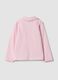 Pink long-sleeve organic cotton polo shirt, regular fit, for baby girl_1