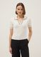 White viscose blend slim fit polo with contrast stitching_0