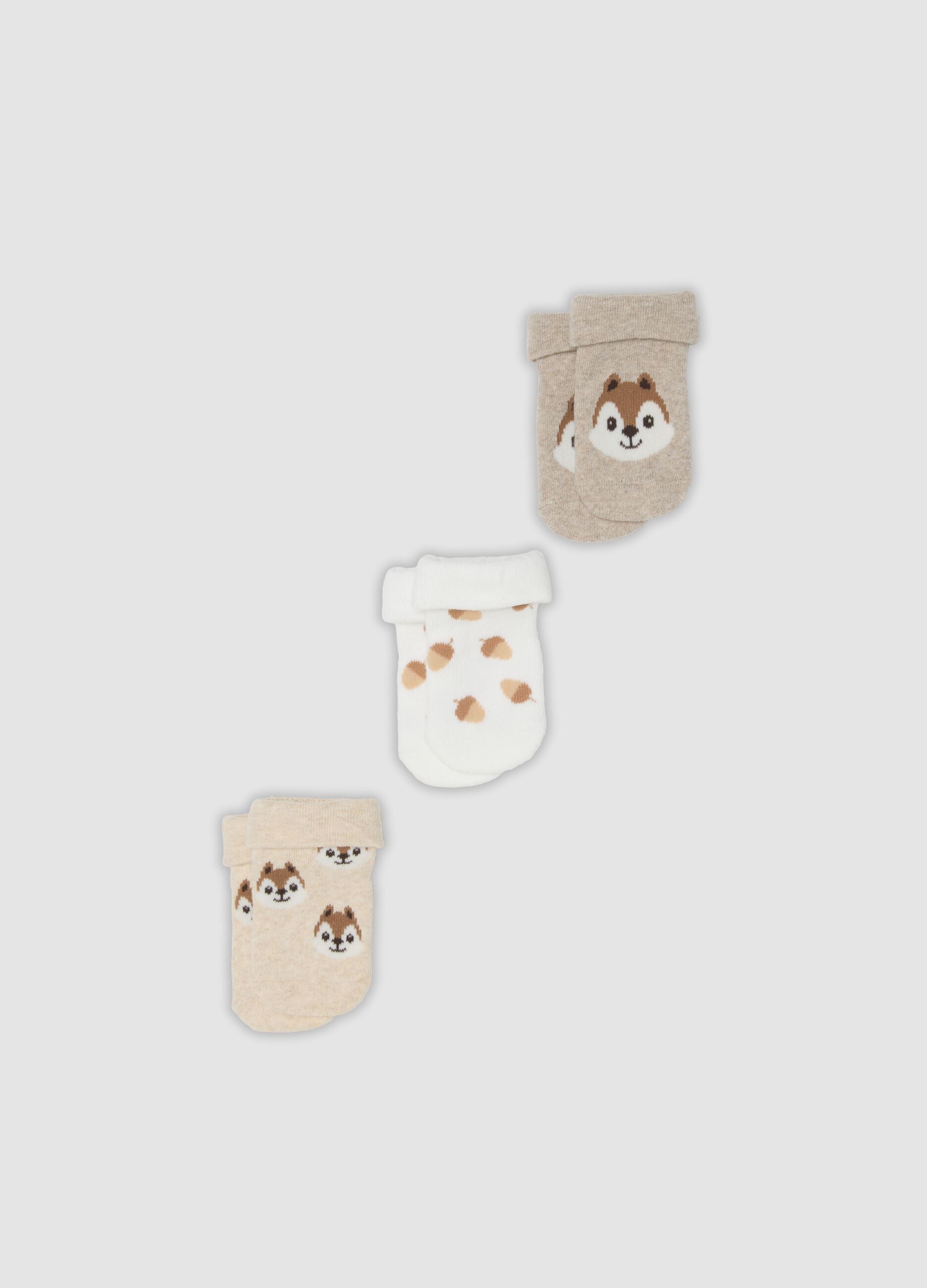 3-pack of multicolour short organic cotton blend socks for baby and toddler