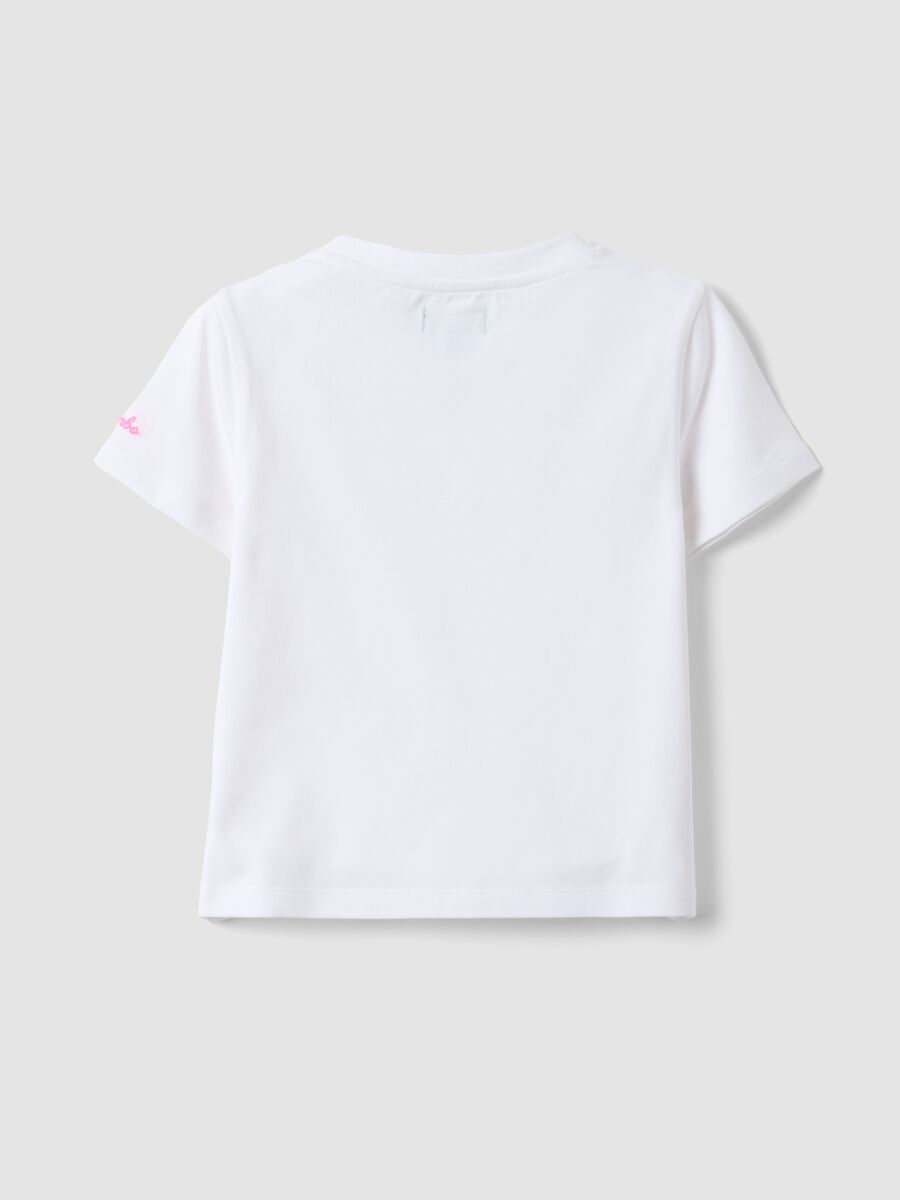 Girls' white stretch cotton t-shirt with beads_4