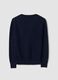Blue pure wool jumper with deep V-neck_2