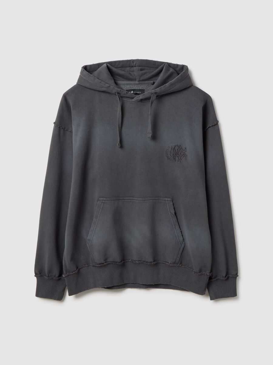 Grey oversized fit cotton blend hoodie_4