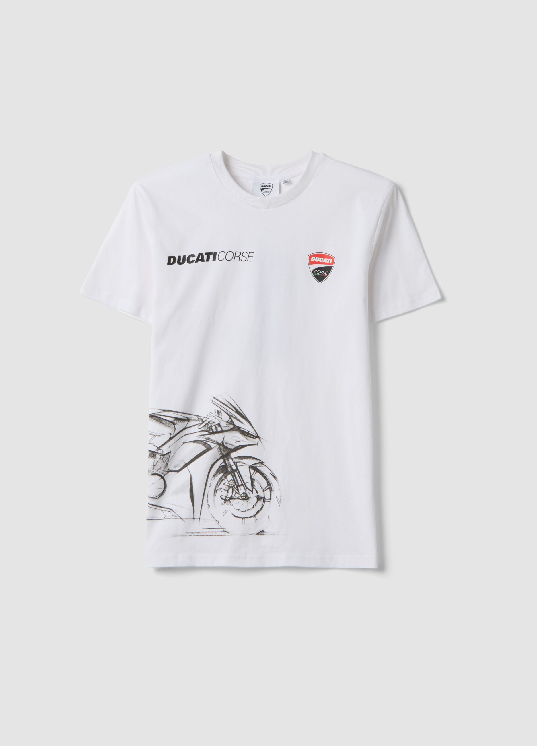 White short-sleeve cotton-blend boys&rsquo; T-shirt, relaxed fit