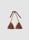 Top bikini a triangolo marrone in tessuto elasticizzato con finitura_4