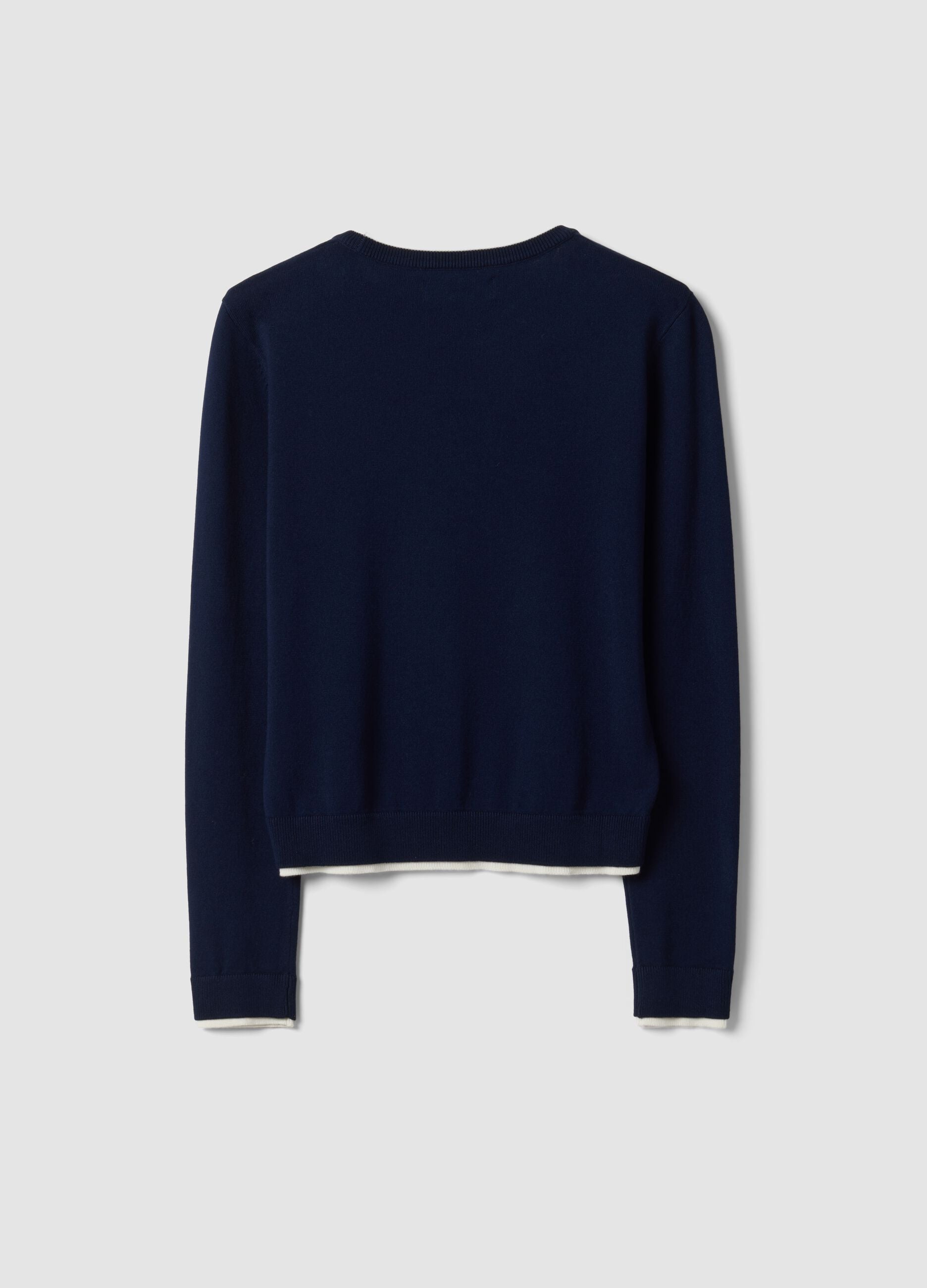 Blue crew-neck jumper in viscose blend