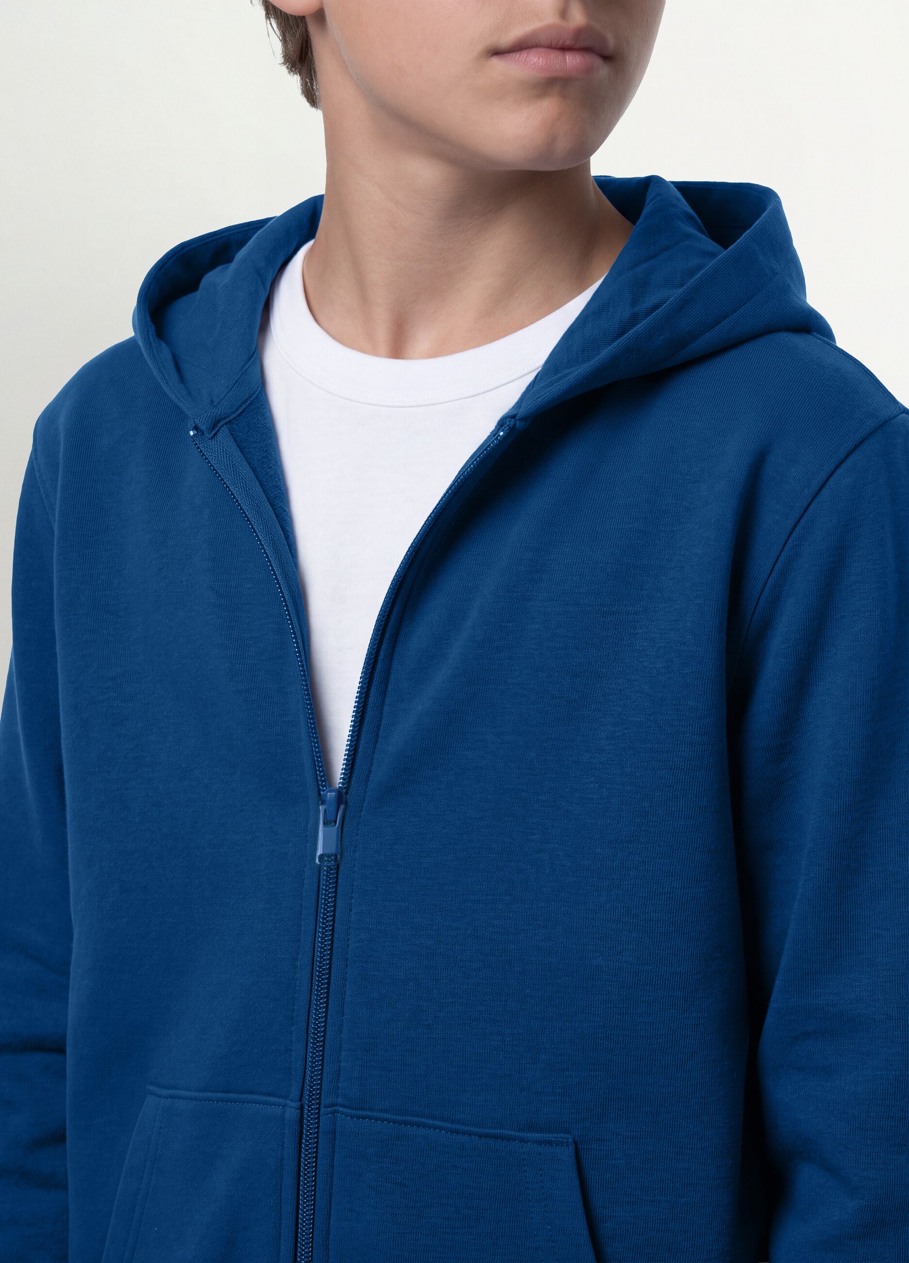 Blue boys&rsquo; organic cotton hoodie, regular fit