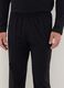 Black long sleeve pyjamas with a V-neck in pure cotton, regular fit_3