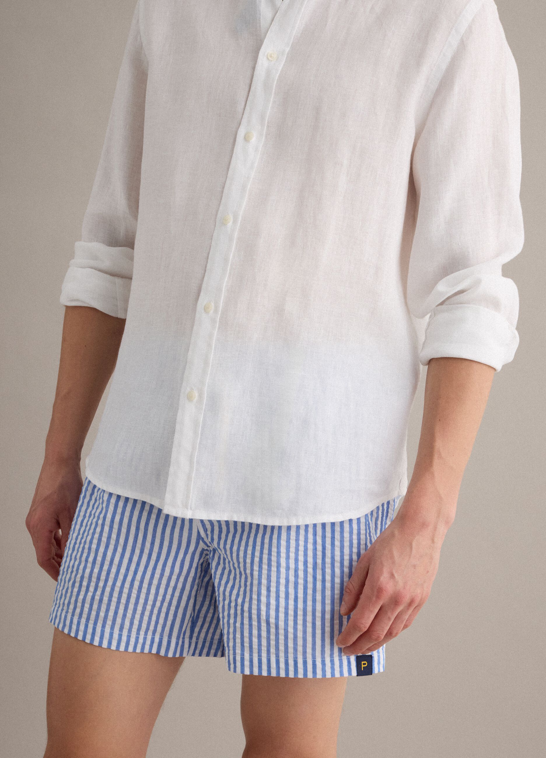 Boxer mare a righe azzurro e bianco in puro cotone