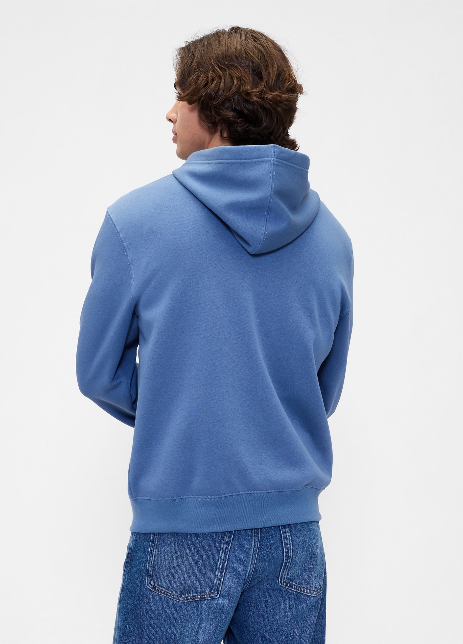 Blue hoodie with full zip closure