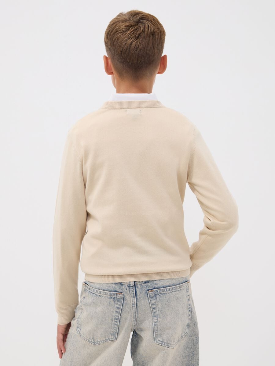 Maglia beige in puro cotone a maniche lunghe regular fit per ragazzo_2