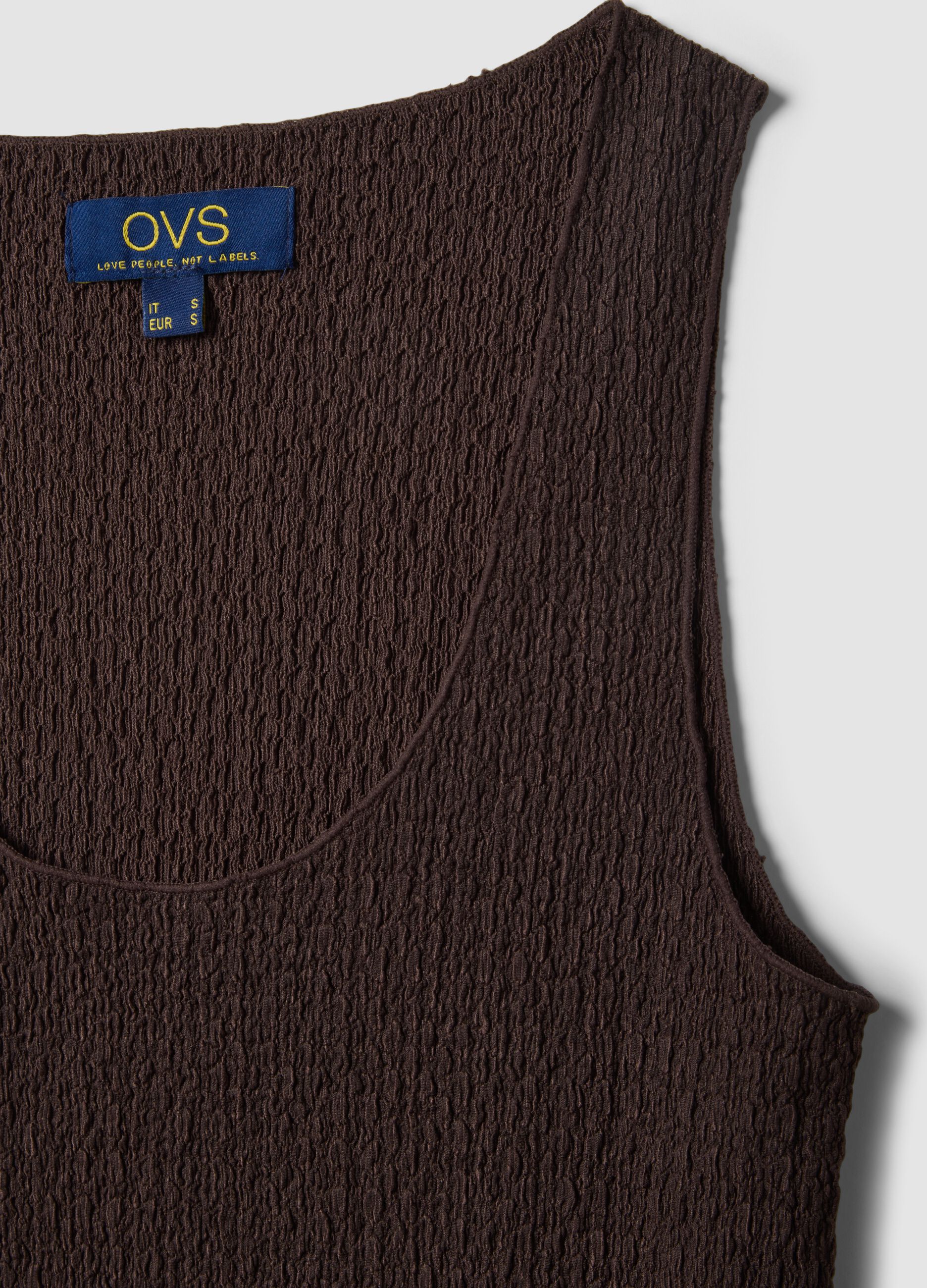 Brown textured stretch vest top