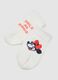 White knitted and cotton booties for babies with Minnie embroidery_2