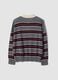 Maglia grigia in misto lana a righe con colletto polo_6