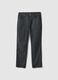 Black stretch cotton regular fit trousers with five pockets_4