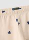 Girls' beige stretch cotton slim fit leggings with designs_3