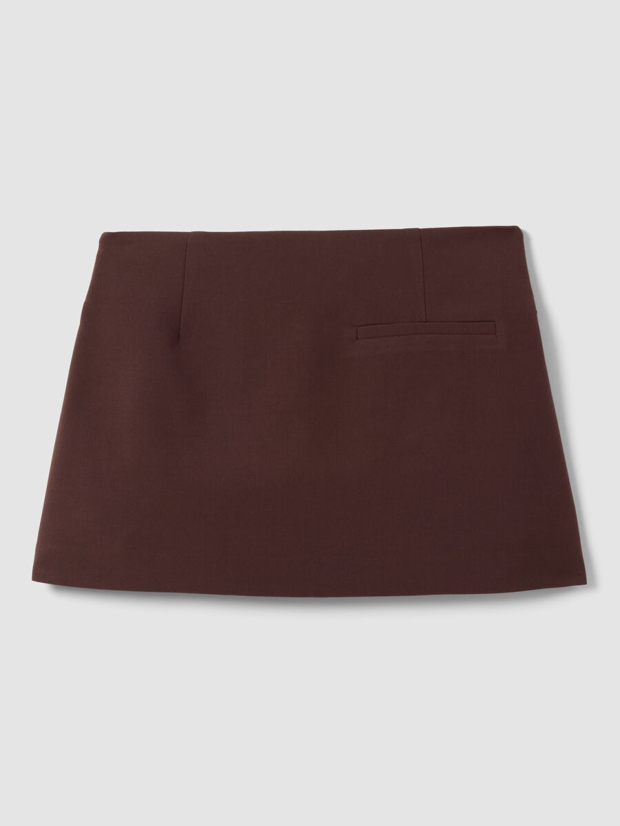 Brown stretch viscose mini skirt with belt_2