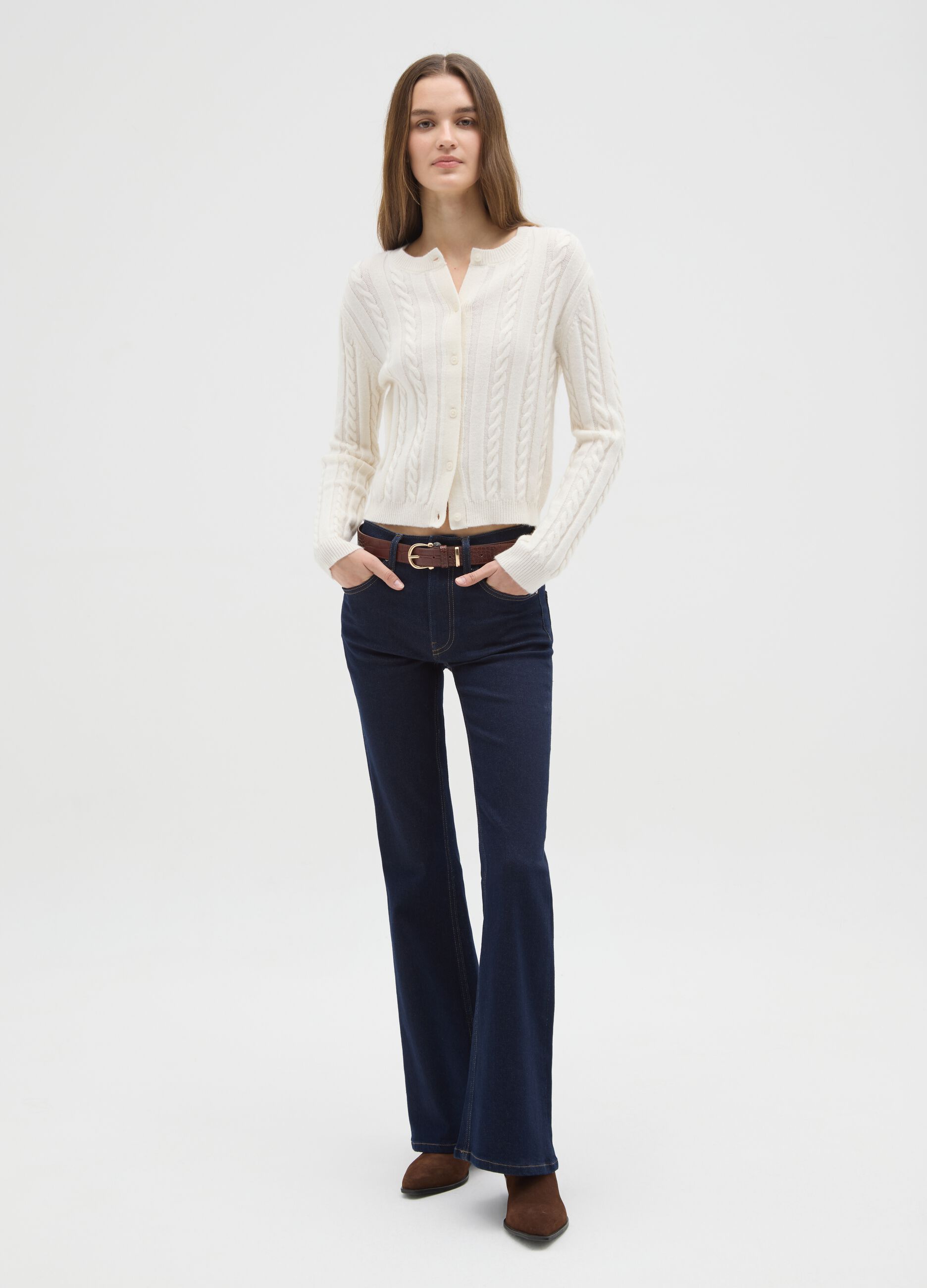 Blue Flare Jeans in Stretch Denim Cotton