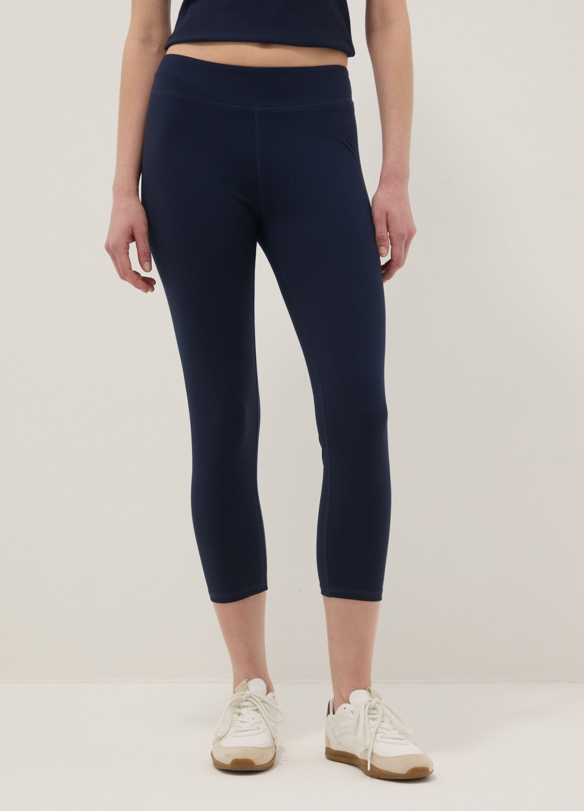 Blue stretch cotton skinny-fit leggings
