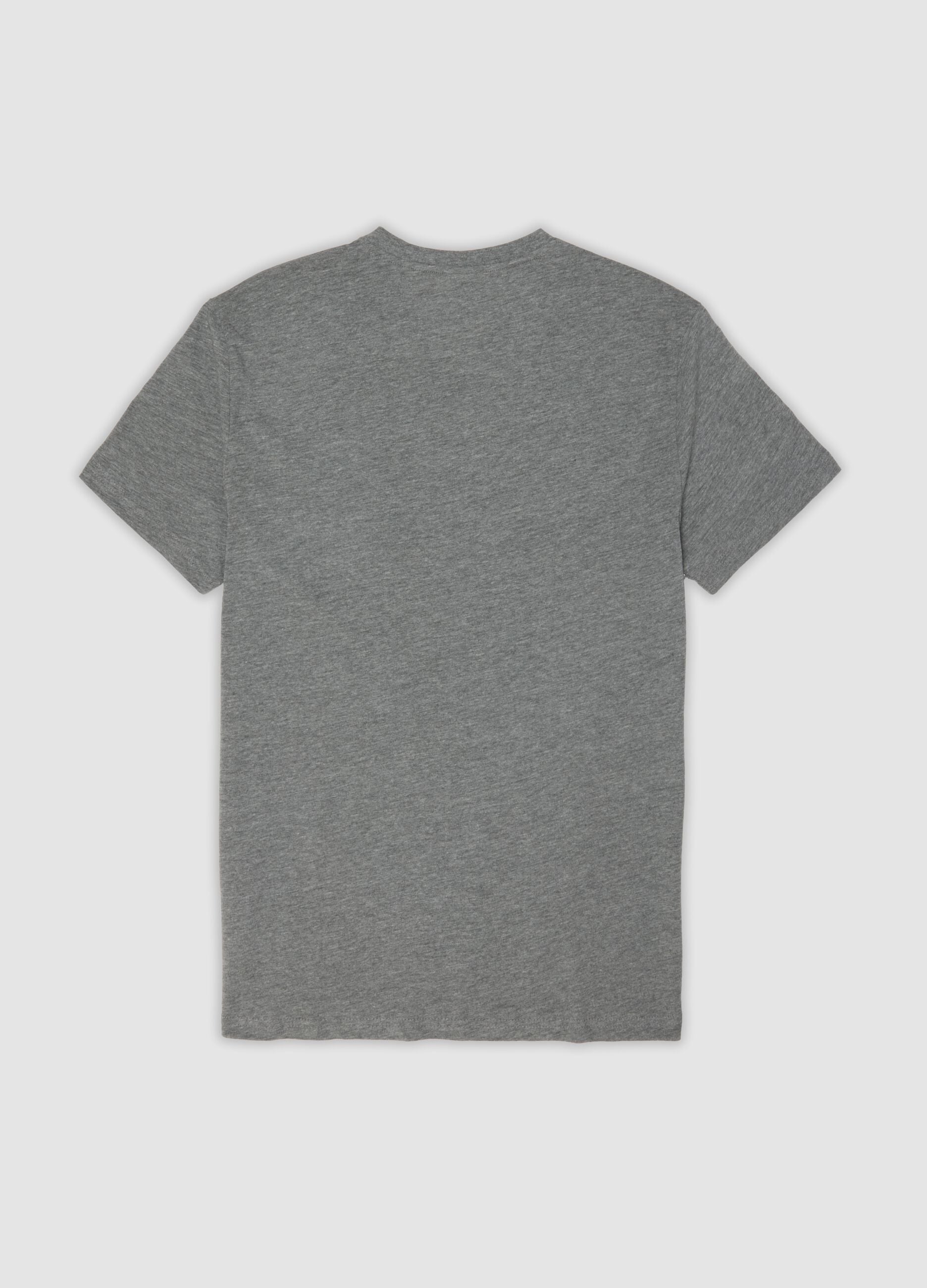 Grey V-neck T-shirt in pure organic cotton