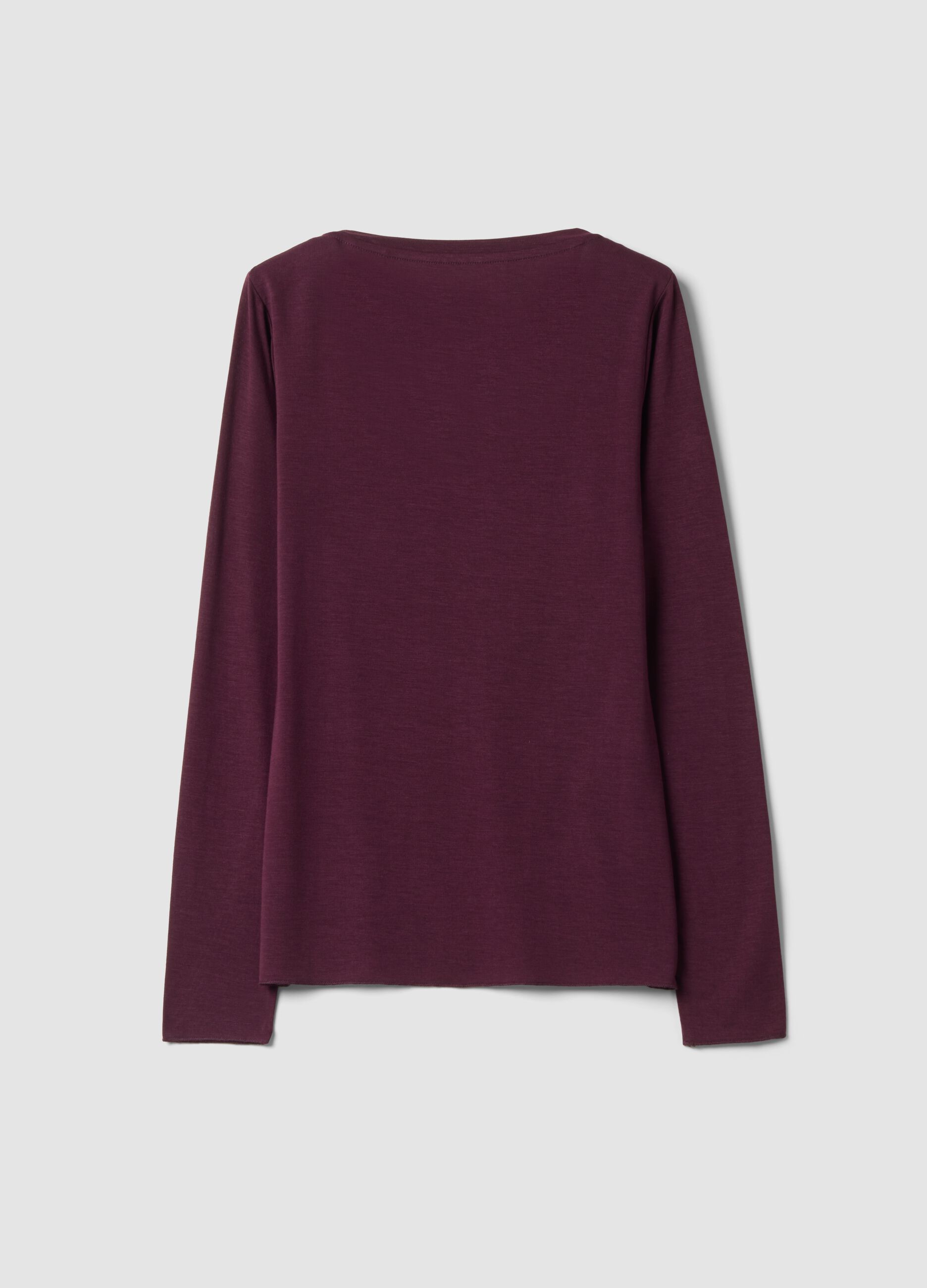 Purple stretch modal crew-neck T-shirt, regular fit