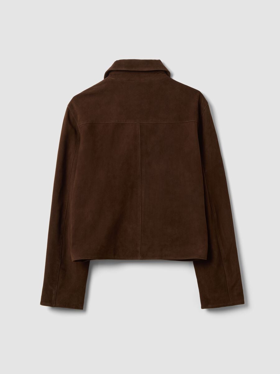 Brown Genuine Leather Blazer with Regular Fit and Classic Lapels_6