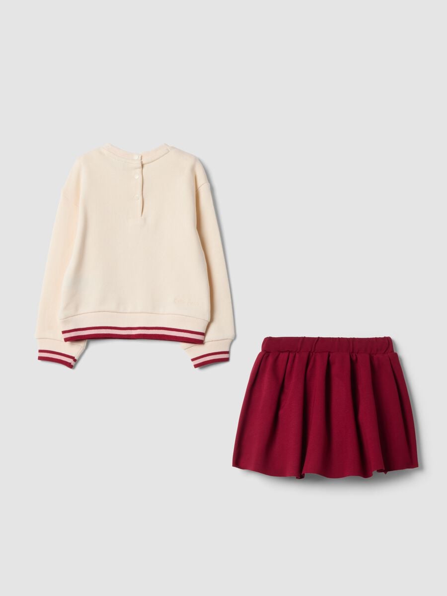 Beige pure cotton set with sweatshirt and skirt_1