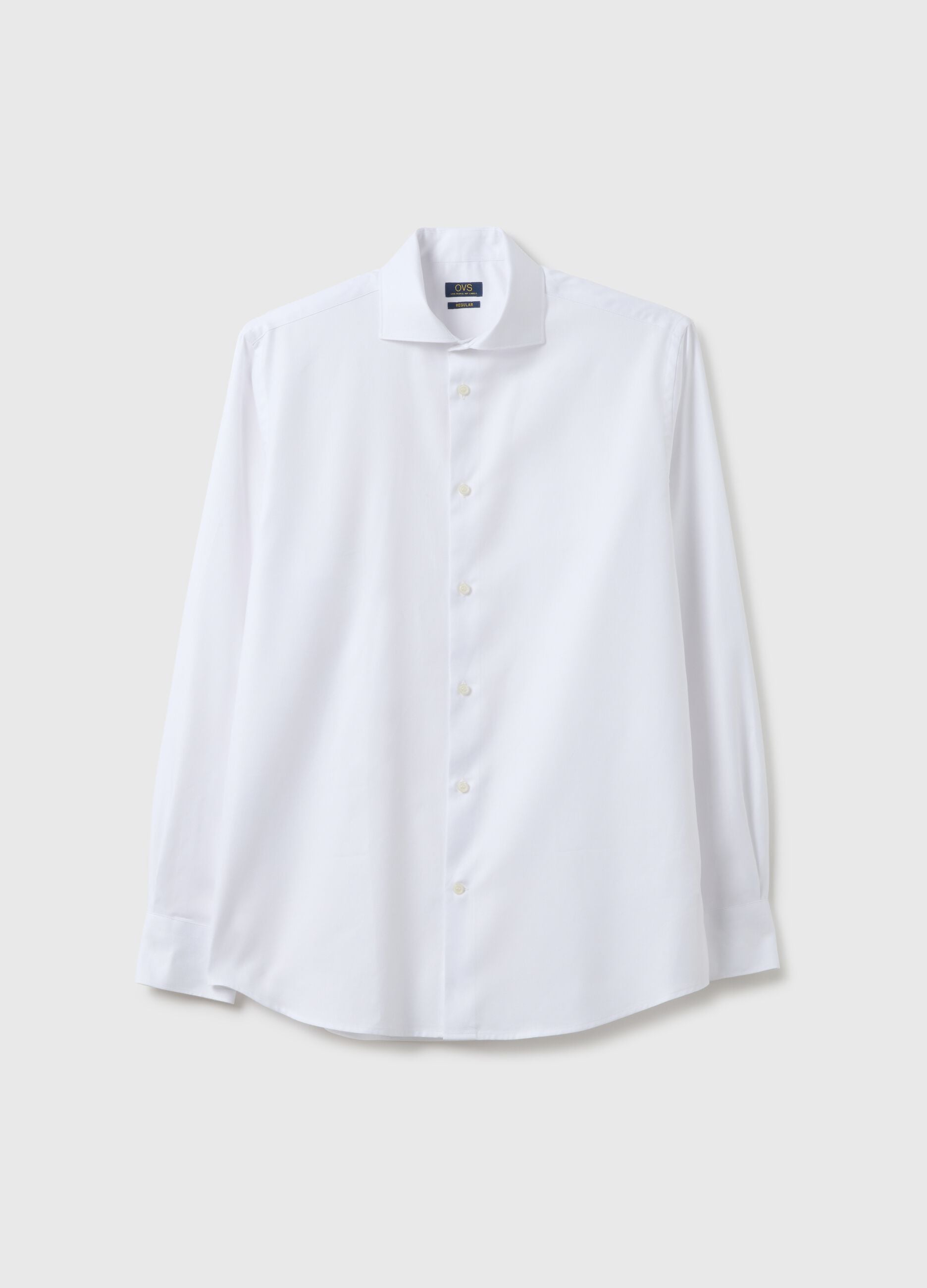 White long sleeve shirt in pure cotton, regular fit